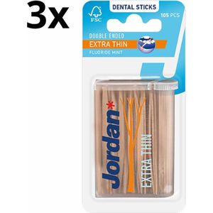 Jordan Tandenstokers - Extra Dun - 3 stuks - Voordeelverpakking