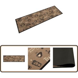 vidaXL Keukenmat - 45x150 cm - Wasbaar - Bruin Keukenmat - Keukenmatten - Keukentapijt - Kleed