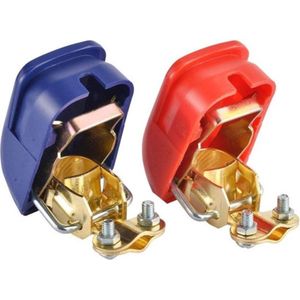 Accupoolklem Set - Snelsluiting - 18 t/m 19 mm - 2 stuks - Plus Pool (+) en Min Pool (-) - Kunststof Bescherming Rood en Zwart - accu klemmen set - accuklemmen