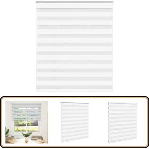 vidaXL Zebra Rolgordijn - 120x100 cm - Polyester - Wit Zebra Rolgordijn - Roller Blind - Zonwering - Privacy Screen - Kamer Decoratie