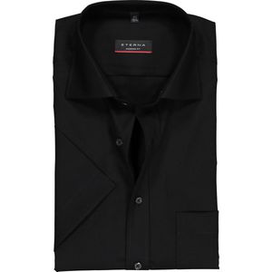 ETERNA modern fit overhemd - korte mouw - poplin heren overhemd - zwart - Strijkvrij - Boordmaat: 42