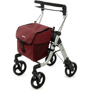 Carlett Rollator Lett Walk - Grote boodschappentas - Grote wielen - Dubbel remsysteem, met 1 hand te bedienen - Weegt slechts 7,6 kg - Gebruikersgewicht tot 136 kg -Rood