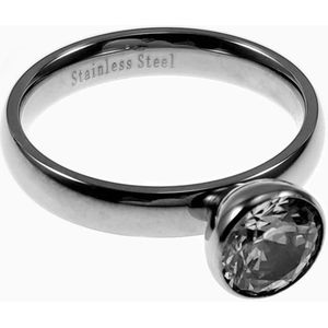 Dames Ring met Zirkonia-Schroefelement - Stalen Zilverkleur