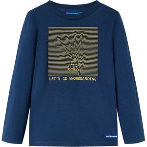vidaXL - Kindershirt - met - lange - mouwen - 92 - marineblauw