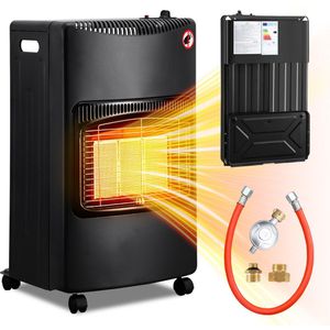 Mobiele Gaskachel - met Wieltjes - tot 82 m² - 4200W Gas Heater - Inclusief Gasdrukregelaar en Gasslang - 3 Warmteniveaus