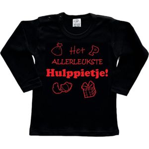 Sinterklaas | T-shirt Lange Mouw | Het allerleukste hulppietje! | Grappig | Cadeau | Kado | Zwart/rood | Maat 104