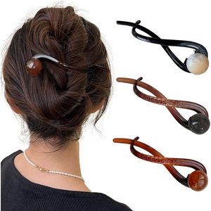 Elegante haarspelden voor dun haar - 3 stuks in zwart, wit, bruin & meerkleurig