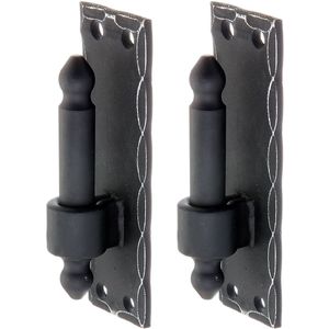 Alberts - Scharnieren op Smeedijzeren Plaat - Zwart - 150 x 45 mm