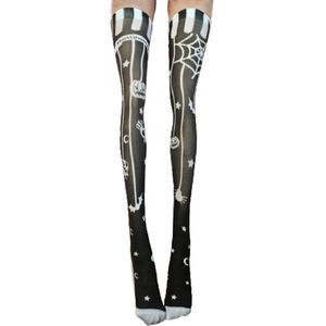 BamBella® - Hoge kousen hoge panty sokken dames - hoge sokken zwart Gothic