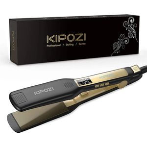 T&L Store® Stijltang - Titanium - LCD-scherm - 60-100W - 230V - Plaatafmeting 45x100mm - Instelbaar van 80 tot 230 graden - Zwart