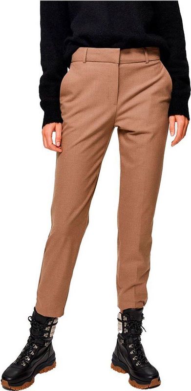 Selected - Ria Mid Waist Cropped - Broek - Bruin - Vrouw