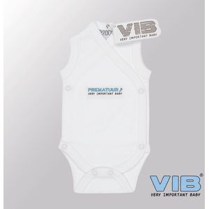 VIB® - Rompertje Prematuur Luxe Katoen zonder mouwen - Wit - Babykleertjes - Baby cadeau