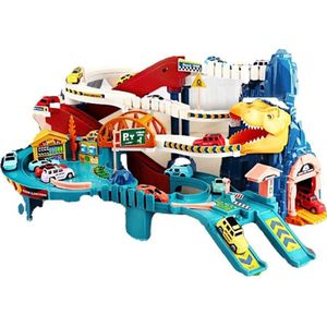 Speelgoed Racebaan - Dinosaurus Thema - Berg - Speelgoed - Kinderen - 8x Raceauto's