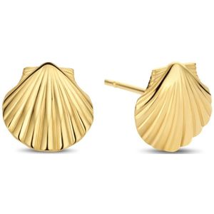 New Bling - 9NBG-0804 - gouden oorbelknopjes schelpjes - 14 karaat - 8,25x7,9mm
