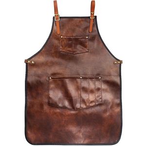 Kappersmantel - Waterproof Kappersschort - Werkschort - PU - Barbecueschort - Kapmantel - Haar Knippen - Verstelbare - Praktisch Zakken - 61*78cm - Bruin