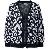 MIAMODA - Dames - Cardigan Regular Fit luipaard striksluiting - Zwart - Maat 42+