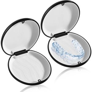Box of 2 Braces Holder Box Teeth Splint Box Orthodontic Mouth Guard Box with Magnetic Closure Soft Silicone Liner Aligner - for Women Men Teenagers Adults