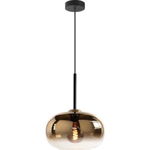 Moderne hanglamp Bellini | 1 lichts | goud / zwart | glas / metaal | in hoogte verstelbaar tot 130 cm | Ø 30 cm | eetkamer / woonkamer lamp | modern / sfeervol design