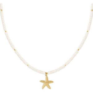 Grote zeester ketting- wit goudkleur