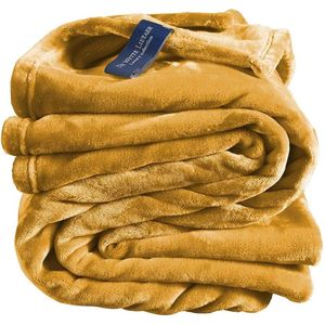 De Witte Lietaer Fleece deken Golden Yellow - 150 x 200 cm - Geel