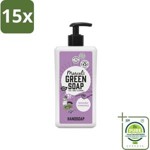 15 x Marcel's Green Soap - Handzeep - Lavender & Rozemarijn - Voor dagelijks gebruik - 500 ml - Grootverpakking - Handzeep - Lavendel - Rozemarijn - Natuurlijke Zeep - Biologische Zeep