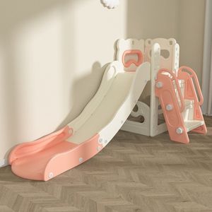 Speeltoren 3 in 1 Creme/Peach Roze met glijbaan en basket voor binnen en buiten - Baby - Peuter - Kleuter - Cadeau - 1 jaar - 2 jaar - 3 jaar - Sinterklaas - Kerst - Jongen - Meisje - Schuifaf