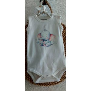 Bedrukt rompertje, Rompertje met olifantje, Baby rompertje, Romper, Rompertje, Olifant, Baby hemdje, Rompertje 62-68, Zwanger, baby cadeau, Baby shower
