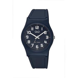 Q&Q VS42J004Y - Horloge - Sport - Analoog - Unisex - Plastic band - Rond - Cijfers - Kunststof - Donkerblauw - Wit - 10 ATM