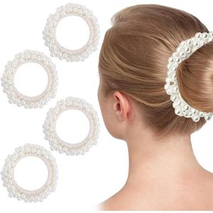 Inovra - Set van 4 Haarelastiekkralen voor Meisjes, Dames en Kinderen - Elastische Scrunchies voor Vlechtelastiek en Paardenstaart - Haarsieraad met Uniek Design