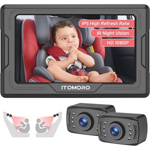 Baby Auto Monitor HD 1080P met Dubbele Camera en Nachtzicht - 4.3"" Scherm voor Achteruitkijken