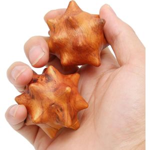 Houten Hand Oefening Bal - 2 StuksHouten Hand Massage Bal voor Palm Ontspanning - 2 StuksStekelige Geweven Acupunt Massage Ballen voor Ouderen - Set van 2
