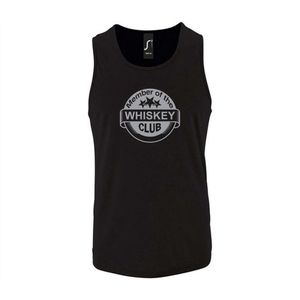 Zwarte Tanktop sportshirt met ""Member of the Whiskey club"" Print Zilver Size L