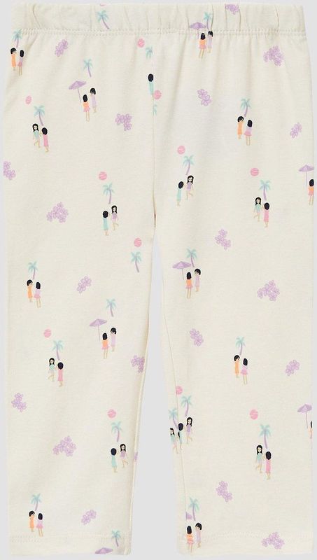 Legging - Verspielte Capri - Blauw - Jersey - Mid Rise Bund