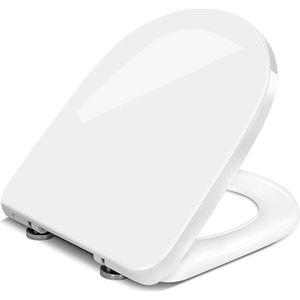 D SHAPE WC bril Wit Toiletbril PP met Softclose en Quick Release knoop,WC deksel hoes antibacterieel en waterdicht,WS2545