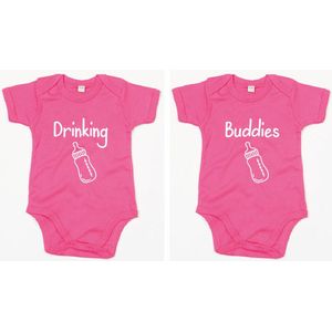 Rompertjes - Drinking Buddies-Fuchsia-6-12 Maanden