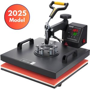 Fubzz Warmtepers Machine - Heat Press 38x38cm - 8 in 1 Hittepers - Transferpers voor Kleding Mokken Petten - Digitaal LCD Display - Zwart