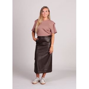 Grace & Mila - SIRENE - Midi-rok - Chocoladebruin - Vegan Leather