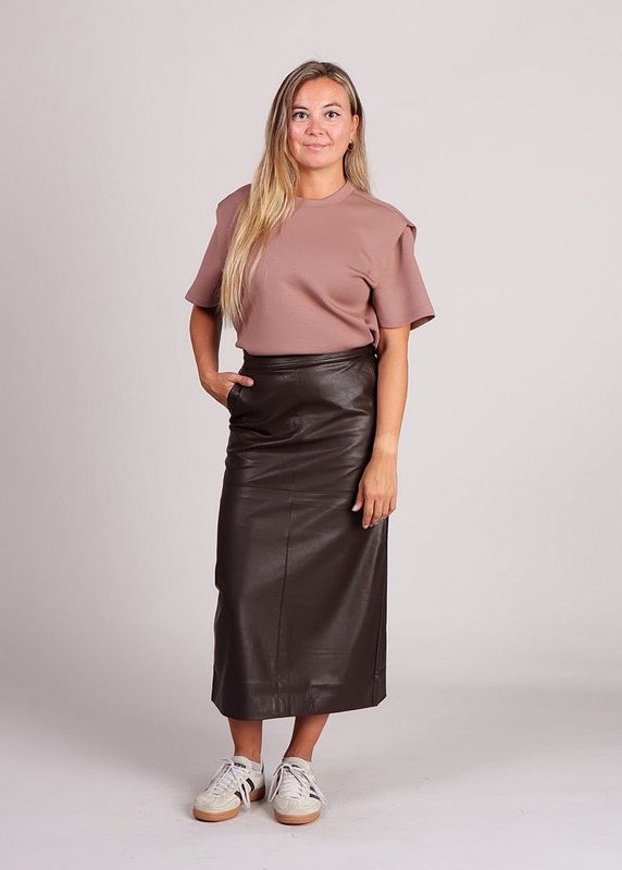 Grace & Mila - SIRENE - Midi-rok - Chocoladebruin - Vegan Leather