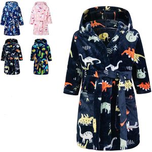 Ibenzoa® Warme en Zachte Kinderbadjas met Capuchon voor Jongens en Meisjes, 2-9 Jaar, Coral Fleece