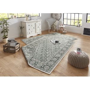 Flycarpets Omkeerbaar Vloerkleed - Binnen & Buitenkleed Curacao- Groen / Creme - 120x170 cm