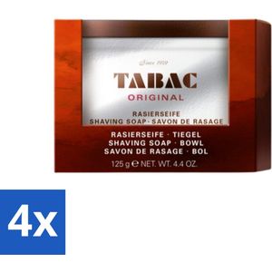 Tabac Original - Scheerzeep in Pot - Rijke schuimvorming - 125 gr - Voordeelverpakking - 4 stuks