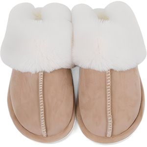 longziming -Dames Pluche Pantoffels met Memory Foam – Zachte Slip-On Huisslippers met Antislipzool – Lichtbruin – M38/39