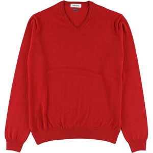 Osborne Knitwear Trui met V hals - Merino wol - Red - L