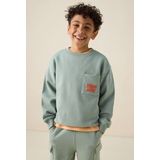Sissy-Boy - Lichtblauwe Sweater - Artwork - Met Ronde Crewneck-Halslijn - Lange Mouwen