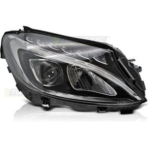 Koplamp rechts LED - voor Mercedes W205 2014-2018 sedan/station - TYC - zwart