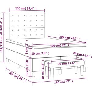 VidaXL Boxspring Matras Kunstleer Grijs 120x200 cm