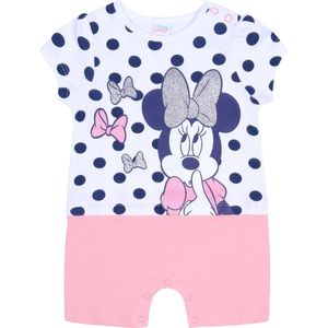 Witte en roze polka dot rampers met een afbeelding van Minnie Mouse DISNEY 3-6 m 68 cm