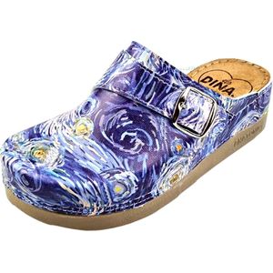Medische dames klompen PU zool - PU klompen met kunststof zool - ziekenhuis klompen - zorgklompen - DINA CLOGS - Van Gogh Starry Night - maat 37
