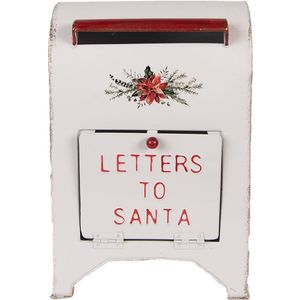 Clayre & Eef Kerstdecoratie Beeld Brievenbus 20x14x30 cm Wit Metaal