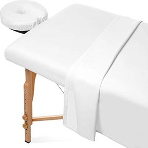 3-delige microvezel massagetafel lakenset - premium gezichtsbedhoes met platte en hoeslakens - wit